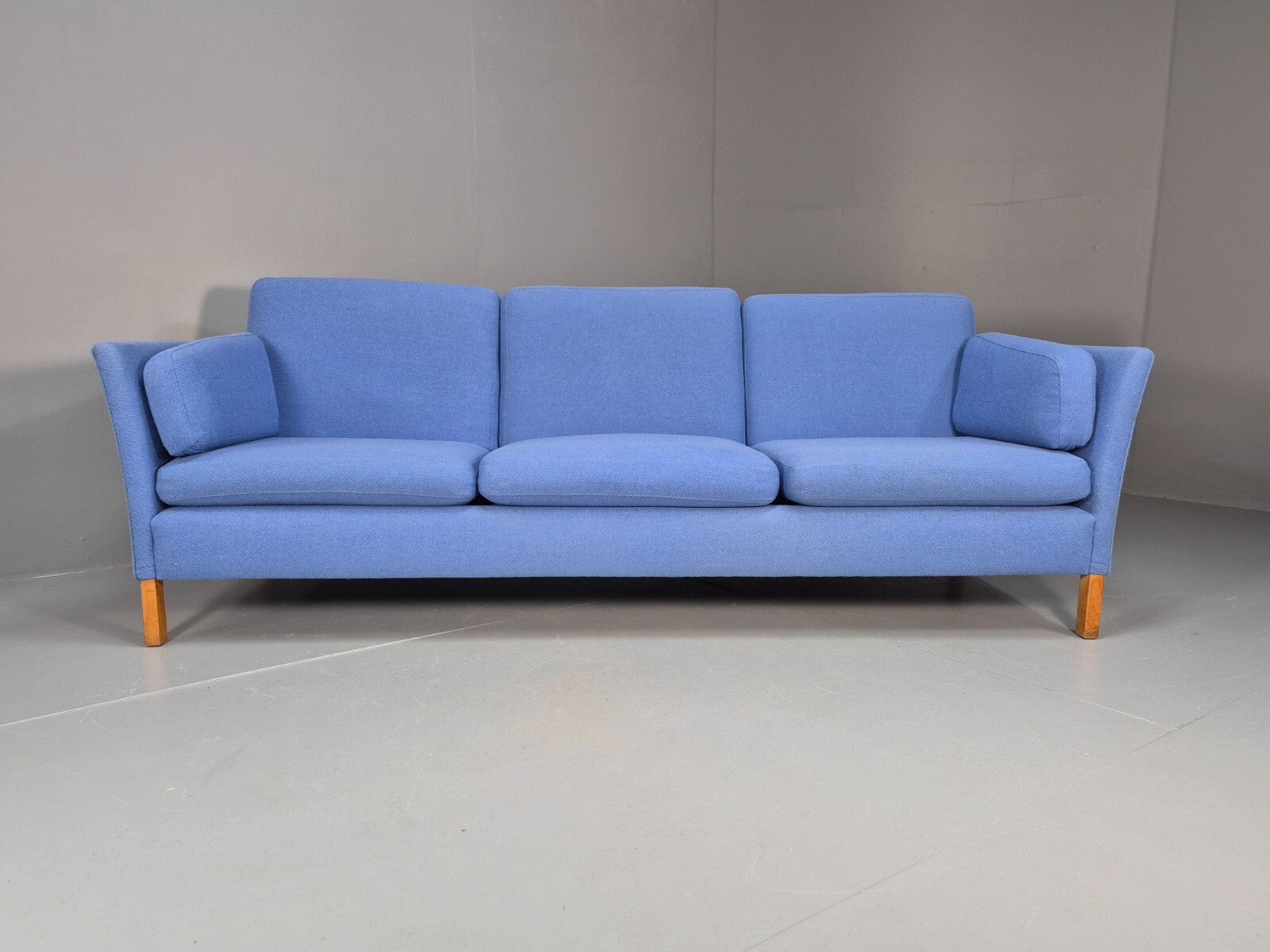 Vintage Danish 1980s Blue Wool 3 seat Sofa Mid Century Modern Retro EB9569 M3SS - UKDK FURNITURE