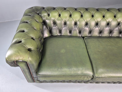 Three Seater Green Leather Chesterfield Quality Version Retro EB11023 VCHE3