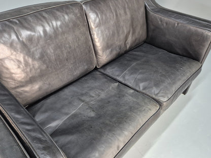 Vintage Stouby Eva Two Seater Sofa Black Leather Mogensen 1980 EB10111 M2SS11