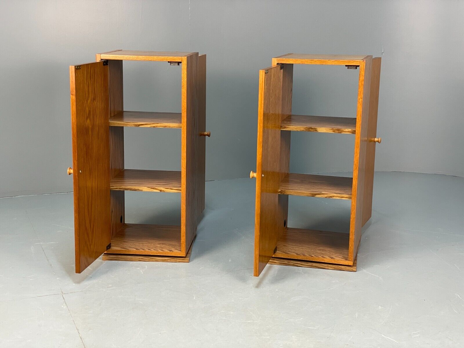 Pair Of Vintage Oak And Melamine Rotating Bedside Units EB8671 MWOO - UKDK FURNITURE