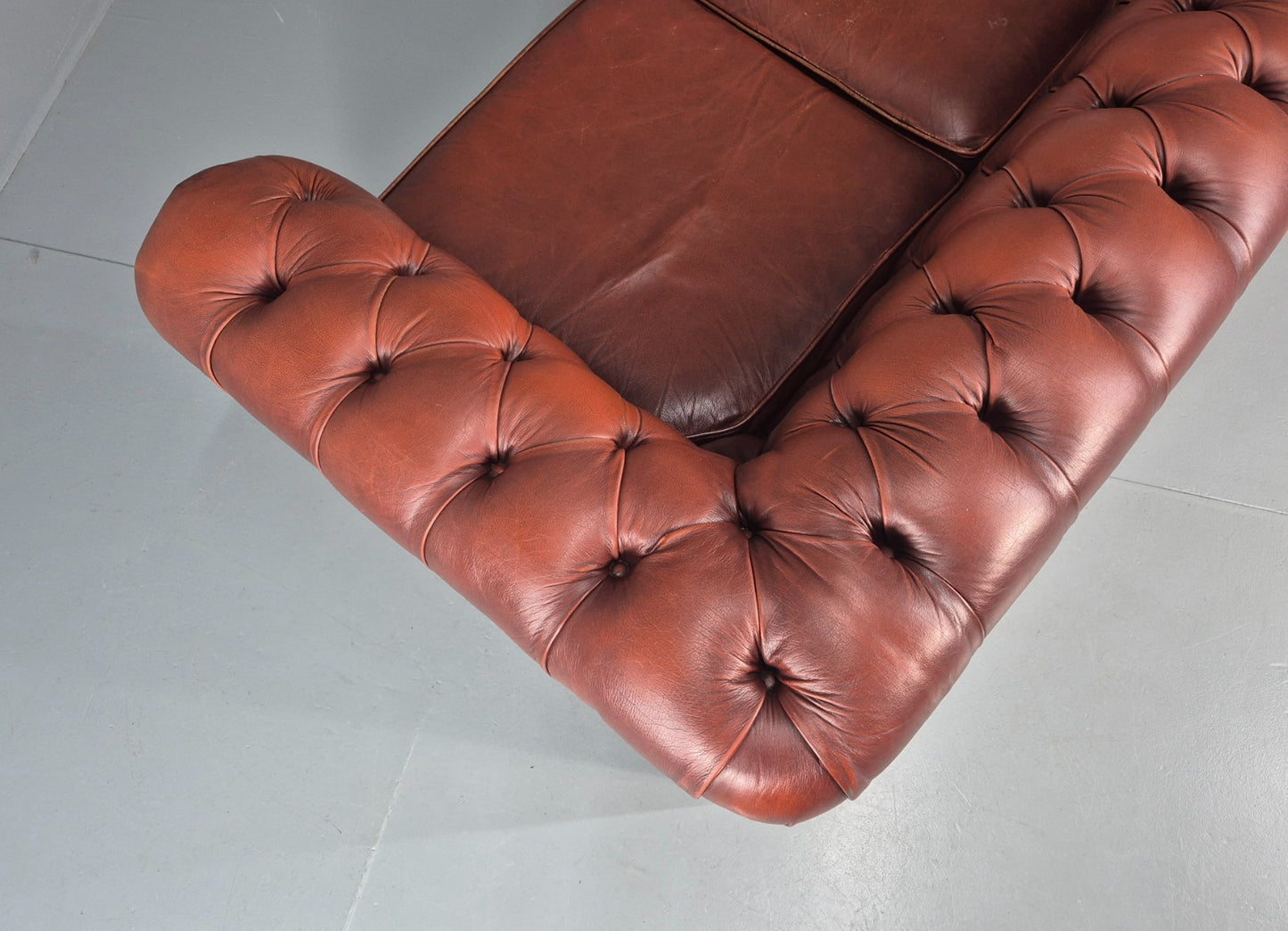 3 Seater Chesterfield Sofa Red Leather Studded Vintage EB11021 VCHE20