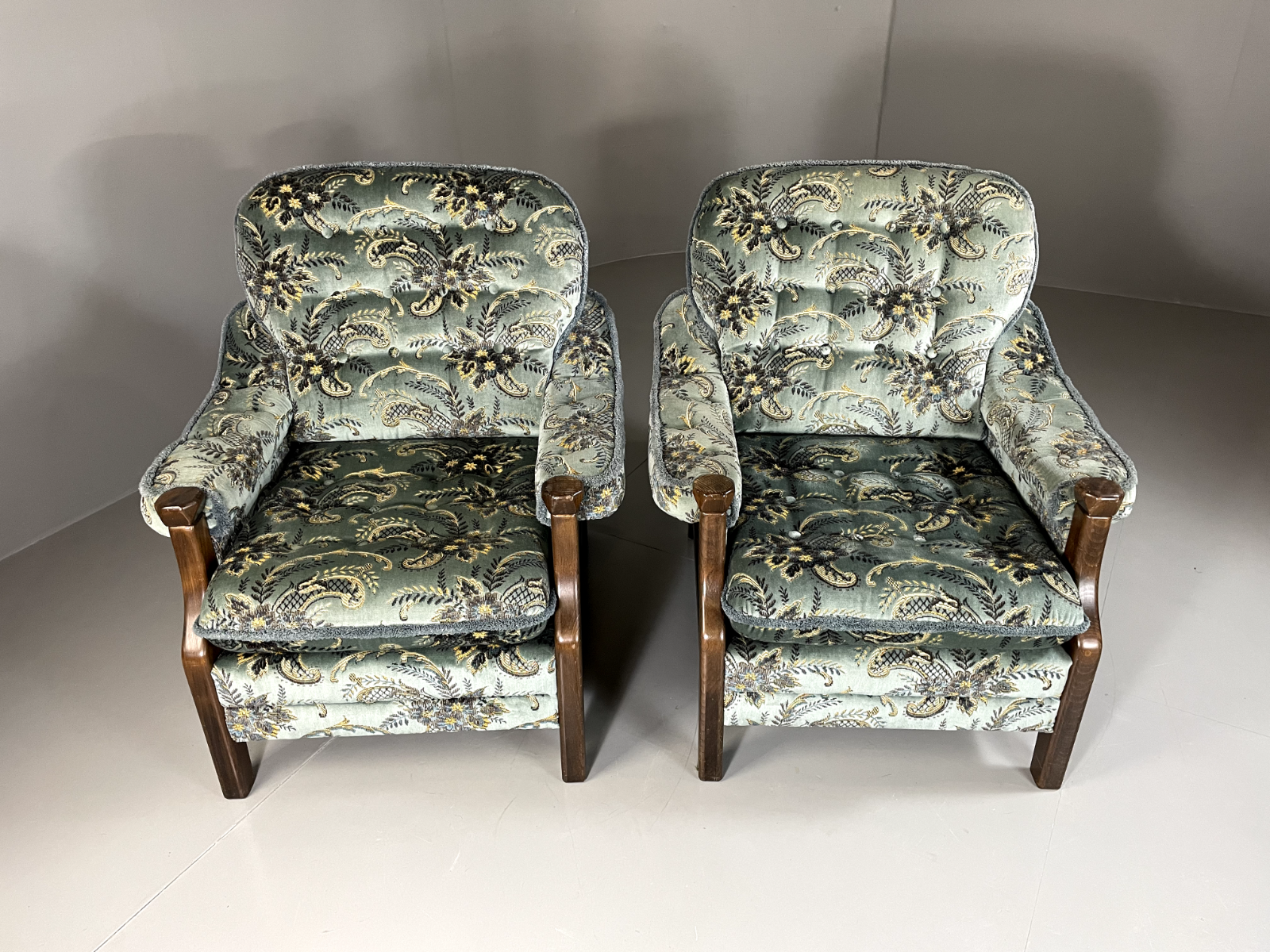 EB5517 A Pair Vintage Danish 1970s Floral Lounge Chairs, Kitsch, Retro, VCLO - UKDK FURNITURE