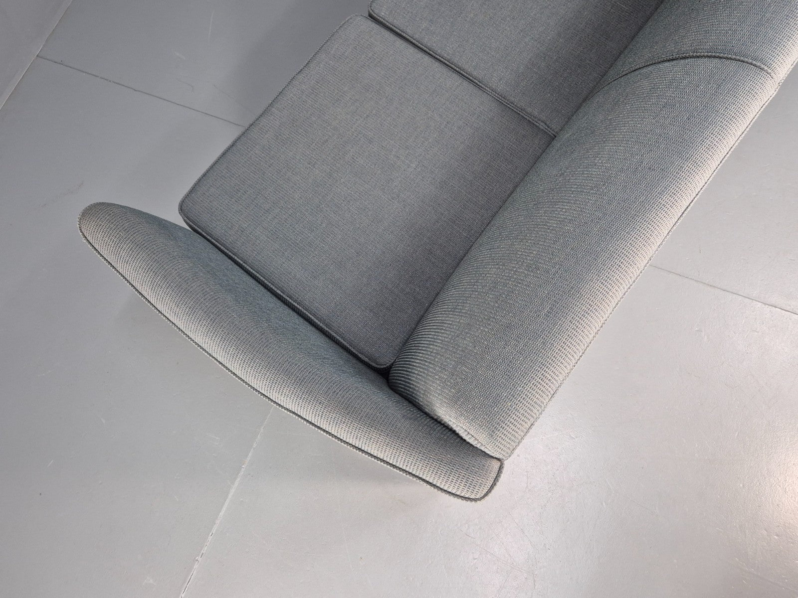 Mid Century Three Seater Sofa Blue wool Oak Base 1980s Retro  EB10398 M3SS17