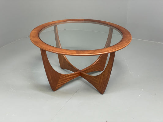 G Plan Astro Coffee Table Round Teak 1960s Mid Century Vintage Glass Top EB116920