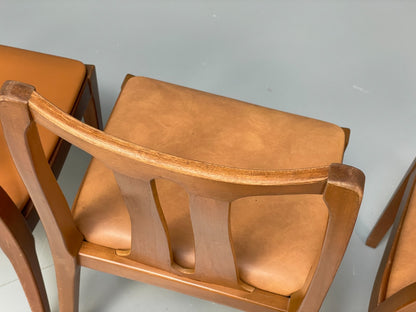 Vintage Nathan Tan Dining Chairs Set Of 4 Vinyl Mahogany 1970s EB9728 MDIN - UKDK FURNITURE