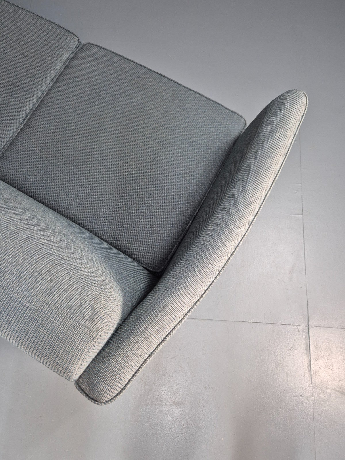 Mid Century Three Seater Sofa Blue wool Oak Base 1980s Retro  EB10398 M3SS13