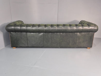 3 Seater Chesterfield Sofa Green Leather Studded Vintage EB11024 VCHE21
