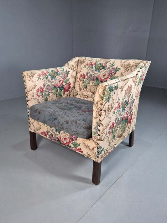 Vintage Danish Lounge Chair Floral Upholstery Retro 1950s EB7869 MNOR - UKDK FURNITURE