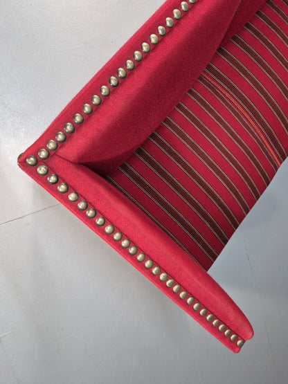 Vintage Danish 2 Seat Sofa Red Wool Oak Bun Feet Antique 1920s EB8940 M2SS - UKDK FURNITURE