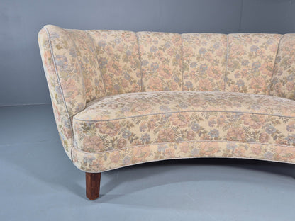 Vintage Two Seater Danish Curved Banana Sofa 1930s Art Deco Floral EB10795 V2SS2