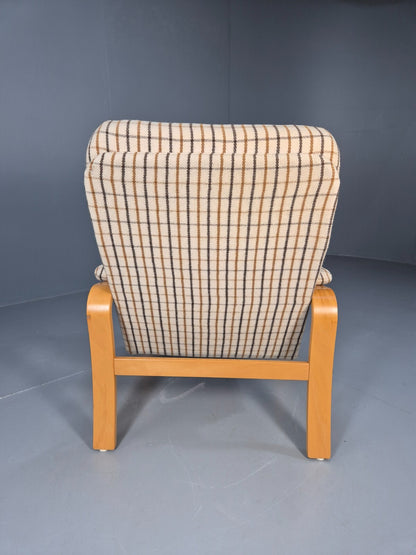 Vintage Danish Bentwood Lounge Chair Cream Wool Upholstery 1980s MCM EB9246 MBEN - UKDK FURNITURE