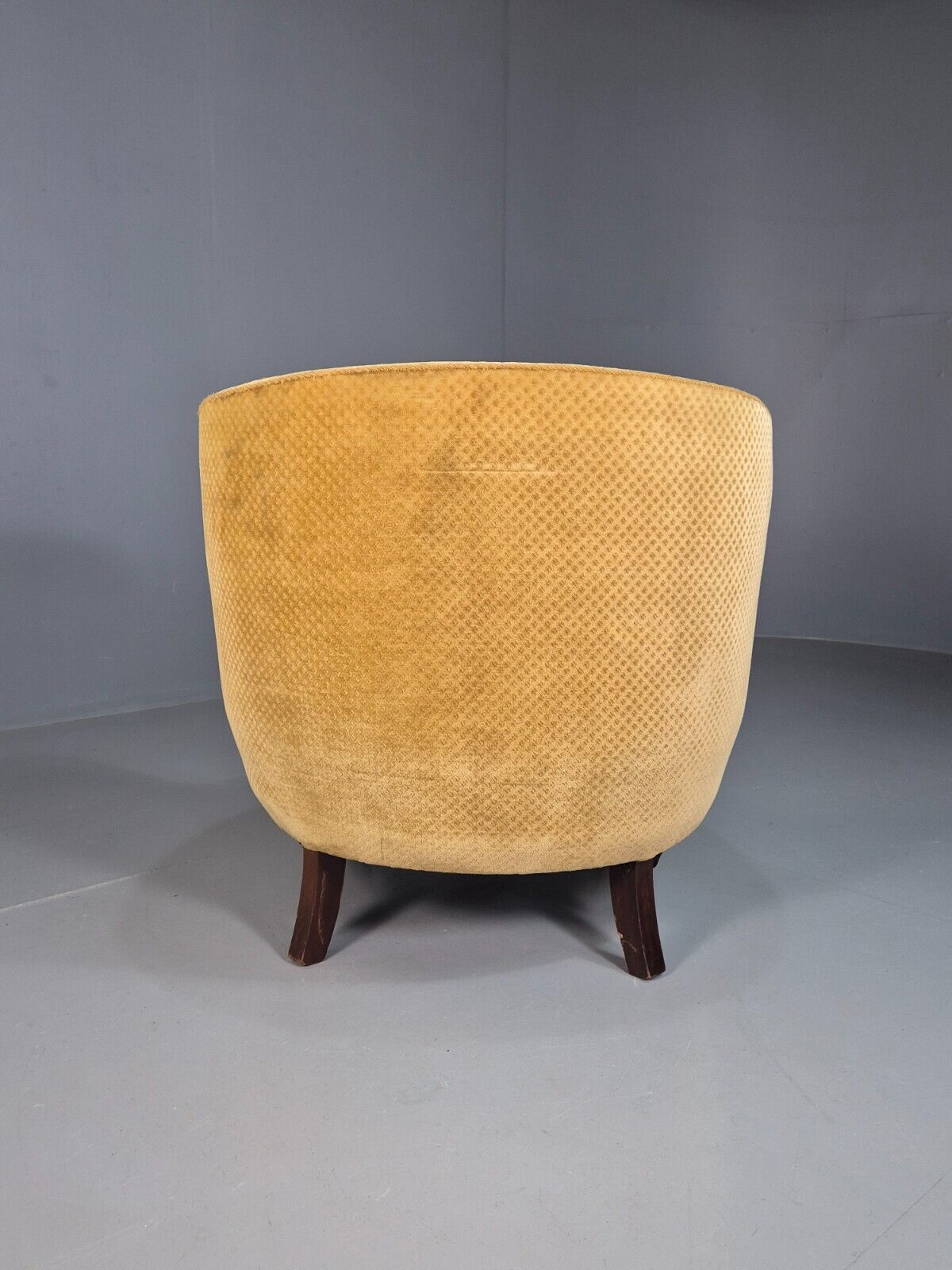 Antique Danish Gold Tub Chair Art Deco Carved Mahogany Feet EB8052 VCLO - UKDK FURNITURE
