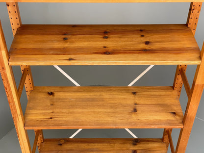 Pine Open Shelving Unit Adjustable Retro Scandi Solid EB11782 MWOO5