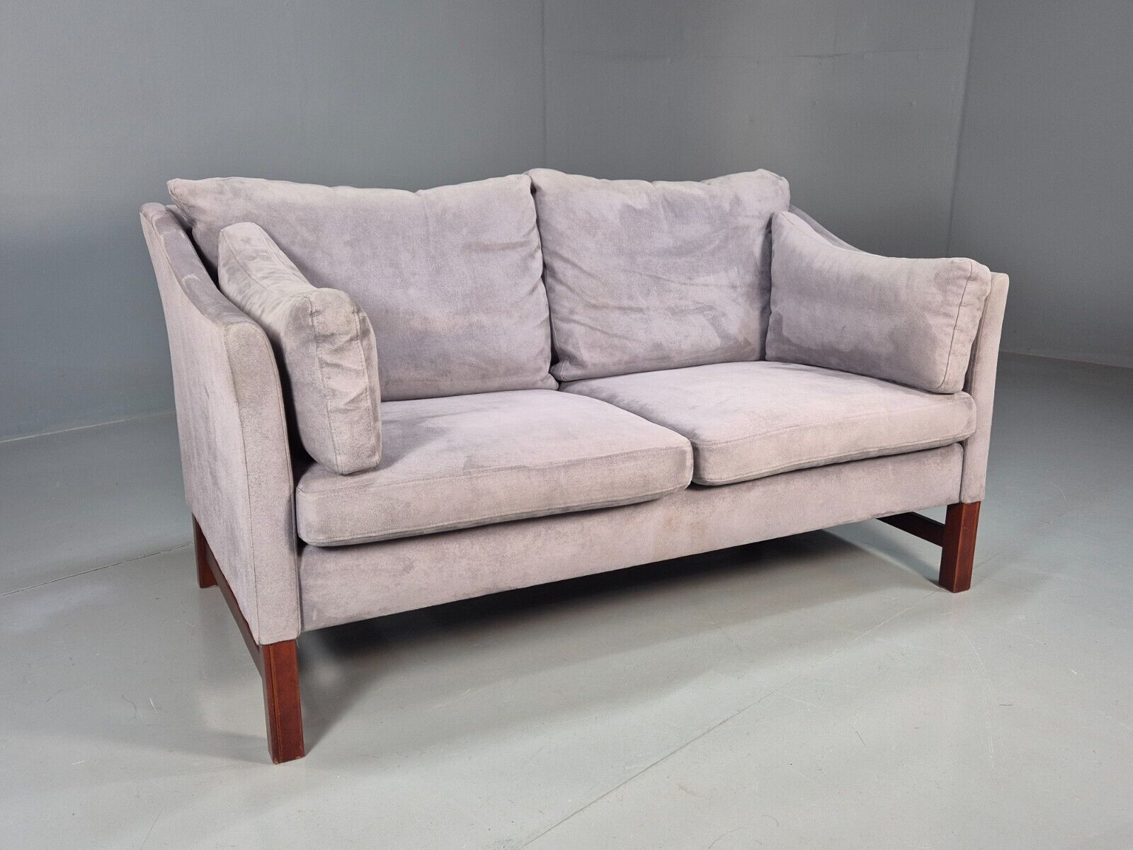 Vintage Danish 2 Seat Sofa Lilac Faux Suede 1980s Retro MCM EB3236 M2SS - UKDK FURNITURE
