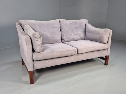 Vintage Danish 2 Seat Sofa Lilac Faux Suede 1980s Retro MCM EB3236 M2SS - UKDK FURNITURE