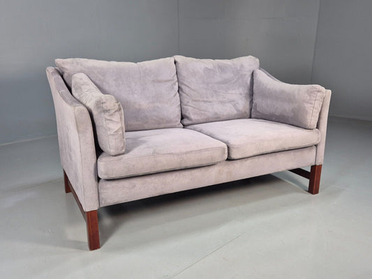 Vintage Danish 2 Seat Sofa Lilac Faux Suede 1980s Retro MCM EB3236 M2SS - UKDK FURNITURE