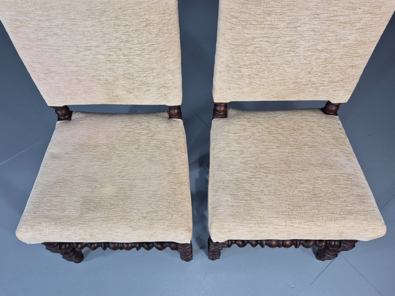 2 Baroque Dining Chairs in Oak Barley Twist H Stretchers Antique EB11425 VDIN12