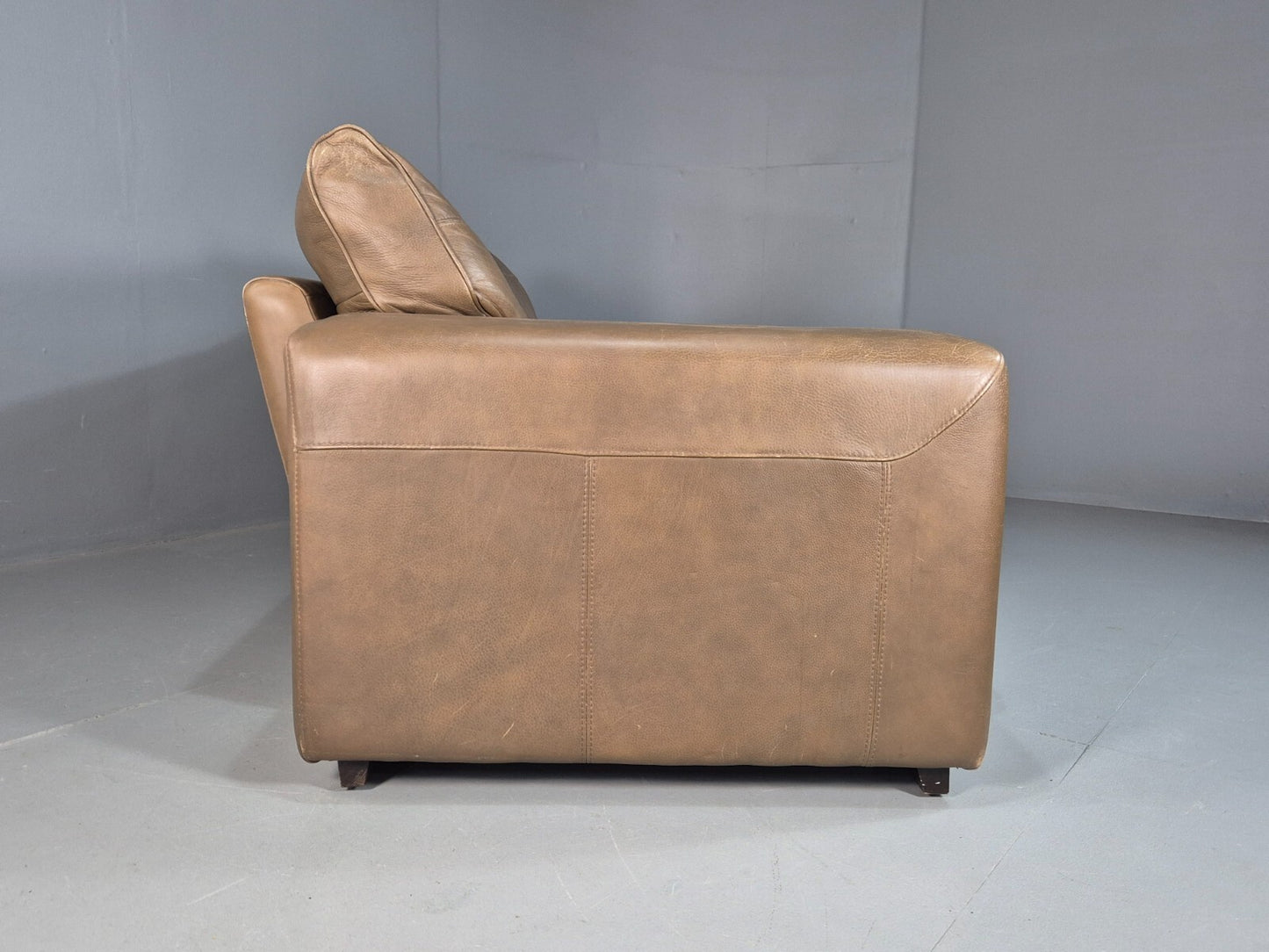 Vintage 2 Seat Sofa Taupe Leather Italian Modern Style EB8163 M2SS - UKDK FURNITURE