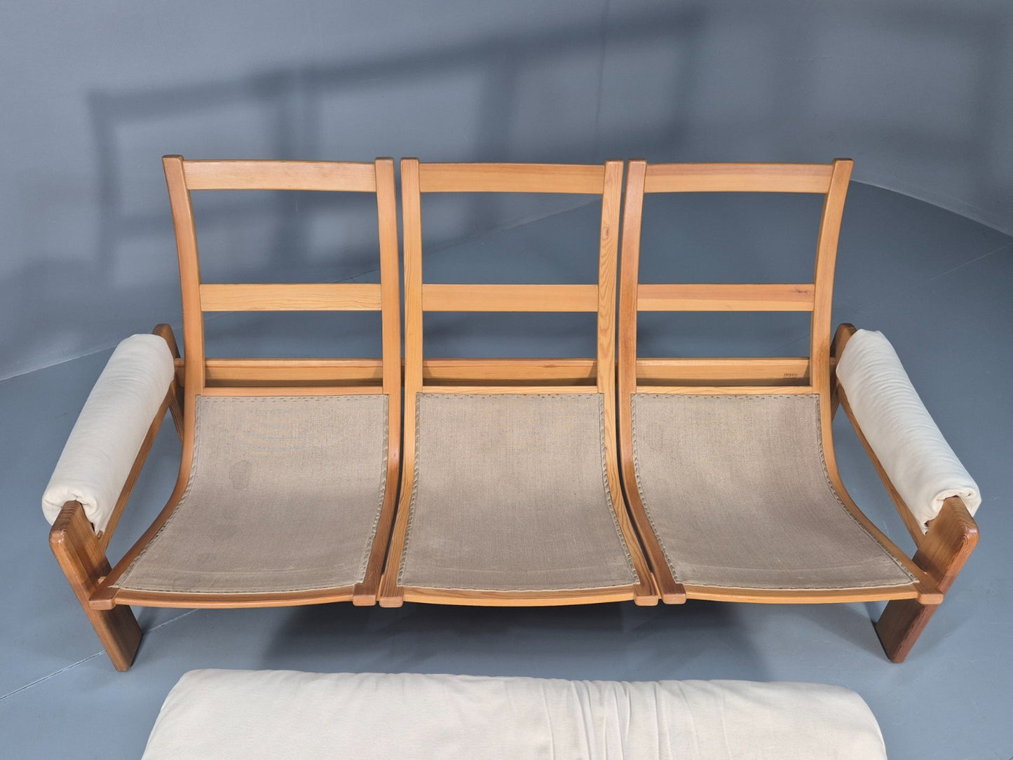 Swedese Pine Three Seater Settee  Canvas Cover Yngve Ekstrom 1970s EB10638 M3SS8