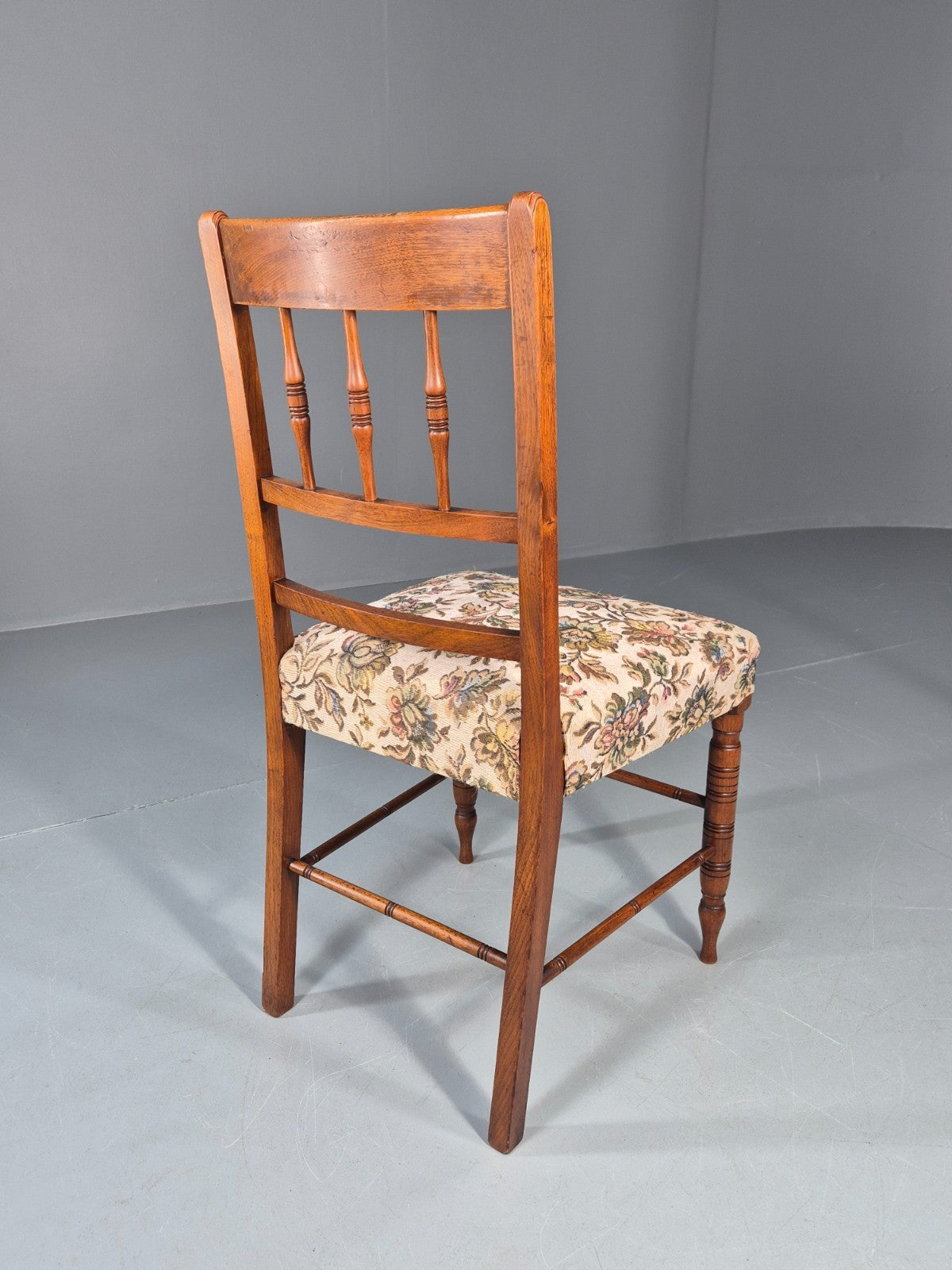 Edwardian Dining Chair Oak Frame Jacobean Revival Floral   EB11222 VDIN6
