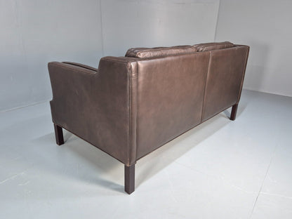 Midcentury Two Seater Sofa Brown Leather Vintage Danish 1970s Retro EB10101 M2SS17