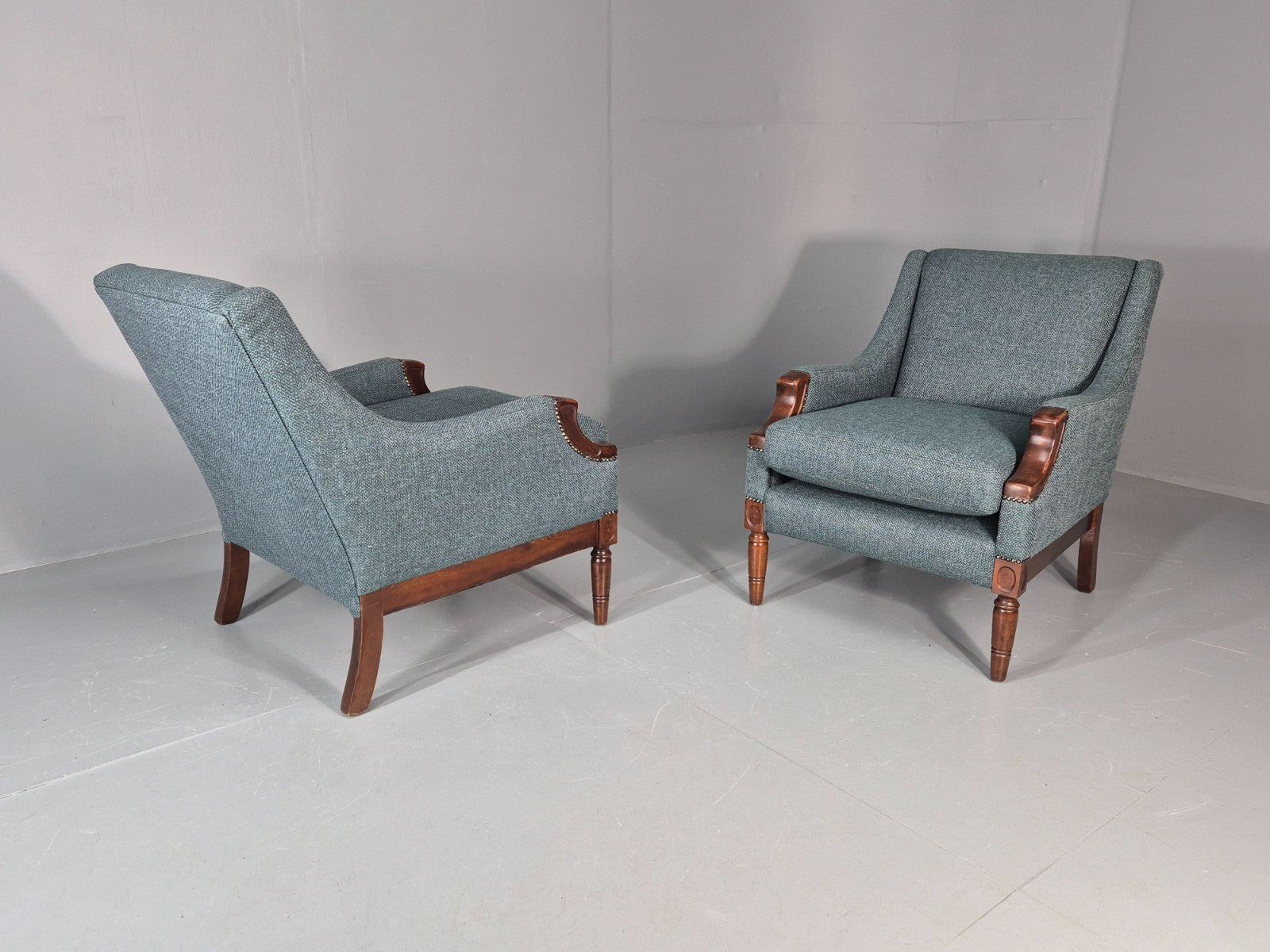 2 Vintage regency Style Armchairs 1970s Danish New Upholstery  EB11135 VCLO16