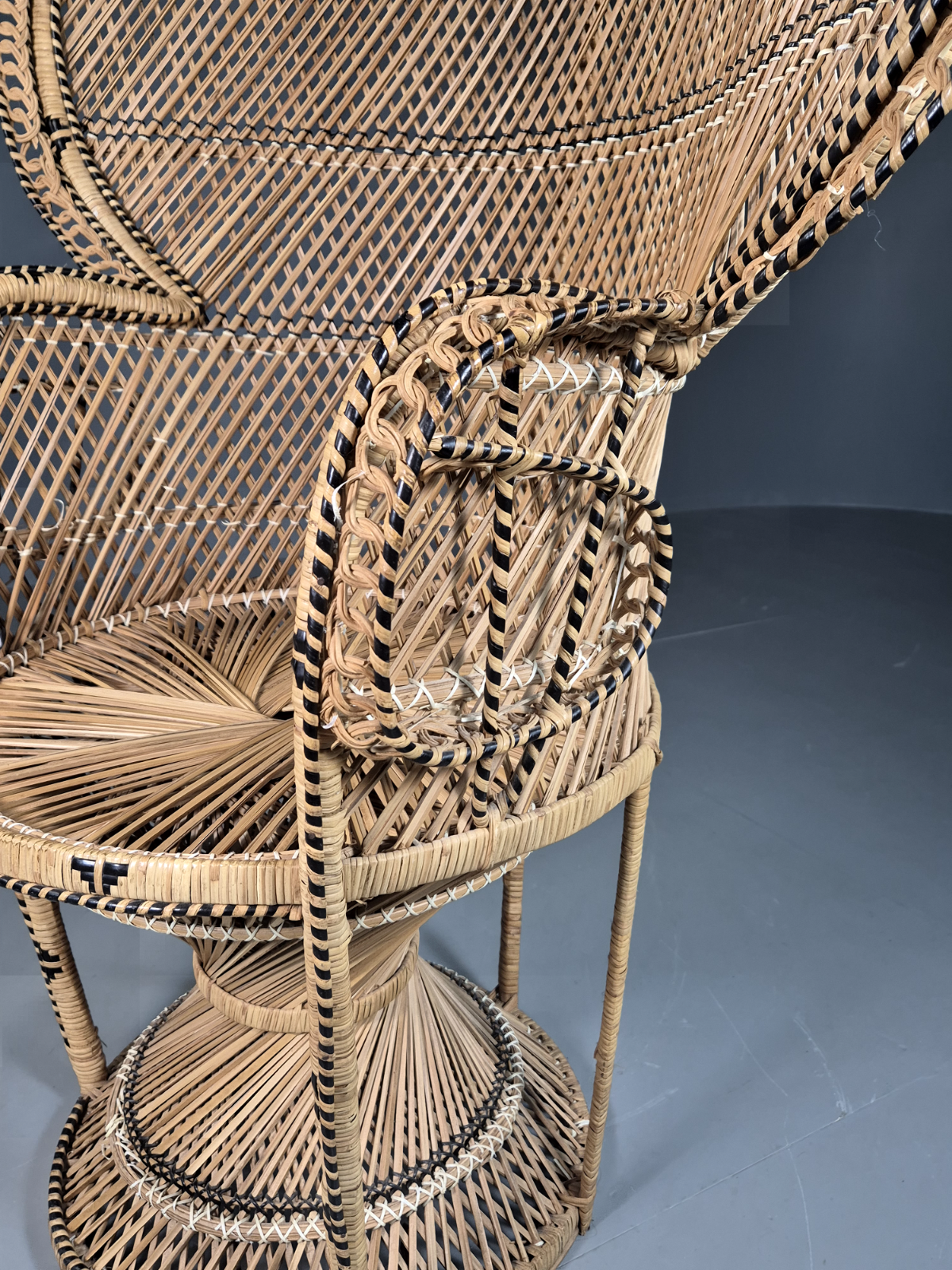 EB7116 Vintage Bamboo Cane Peacock Chair 1980s Retro VBER - UKDK FURNITURE