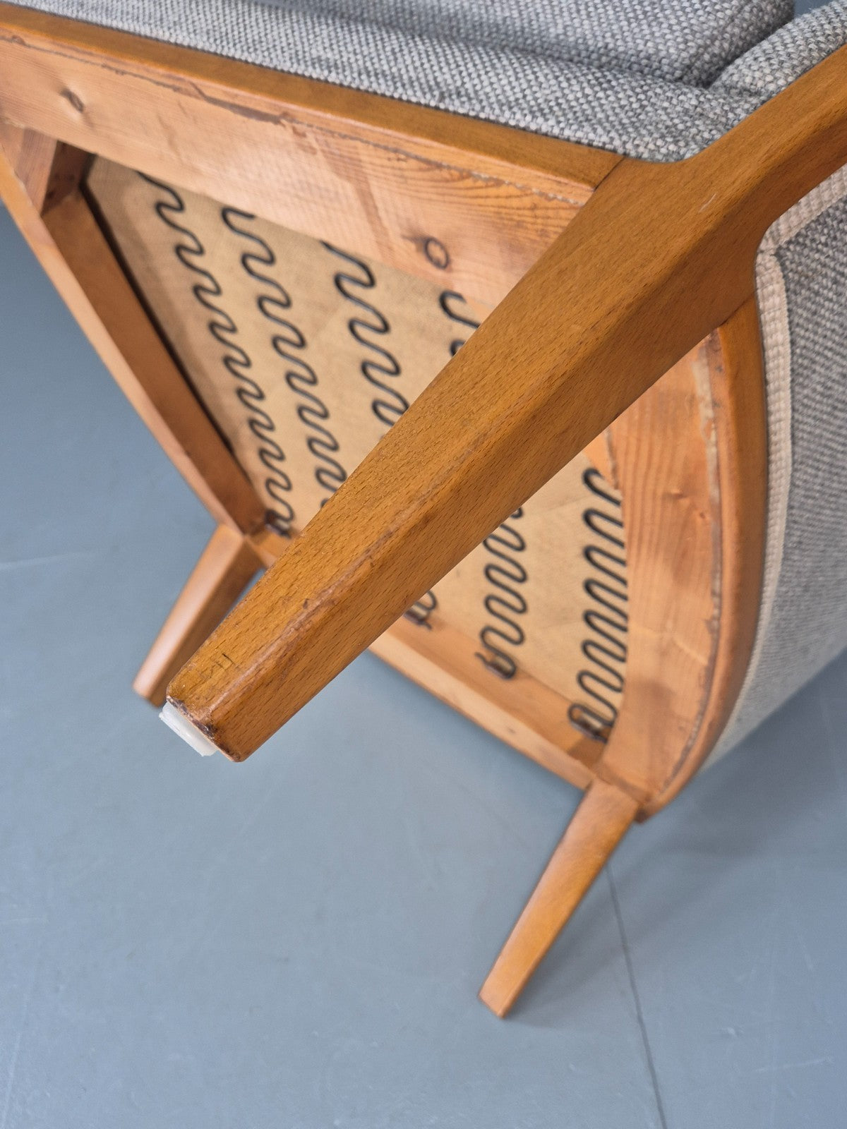 Vintage MIdcentury Lounge Chair 1950s Sweden Retro Grey Wool Beech EB11095 MNOR7