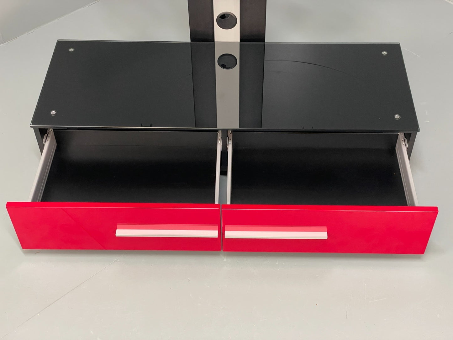 Media Unit TV Stand Modern Red & Black Adjustable TV Mount Drawers EB10951 MWOO4