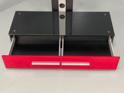 Media Unit TV Stand Modern Red & Black Adjustable TV Mount Drawers EB10951 MWOO4