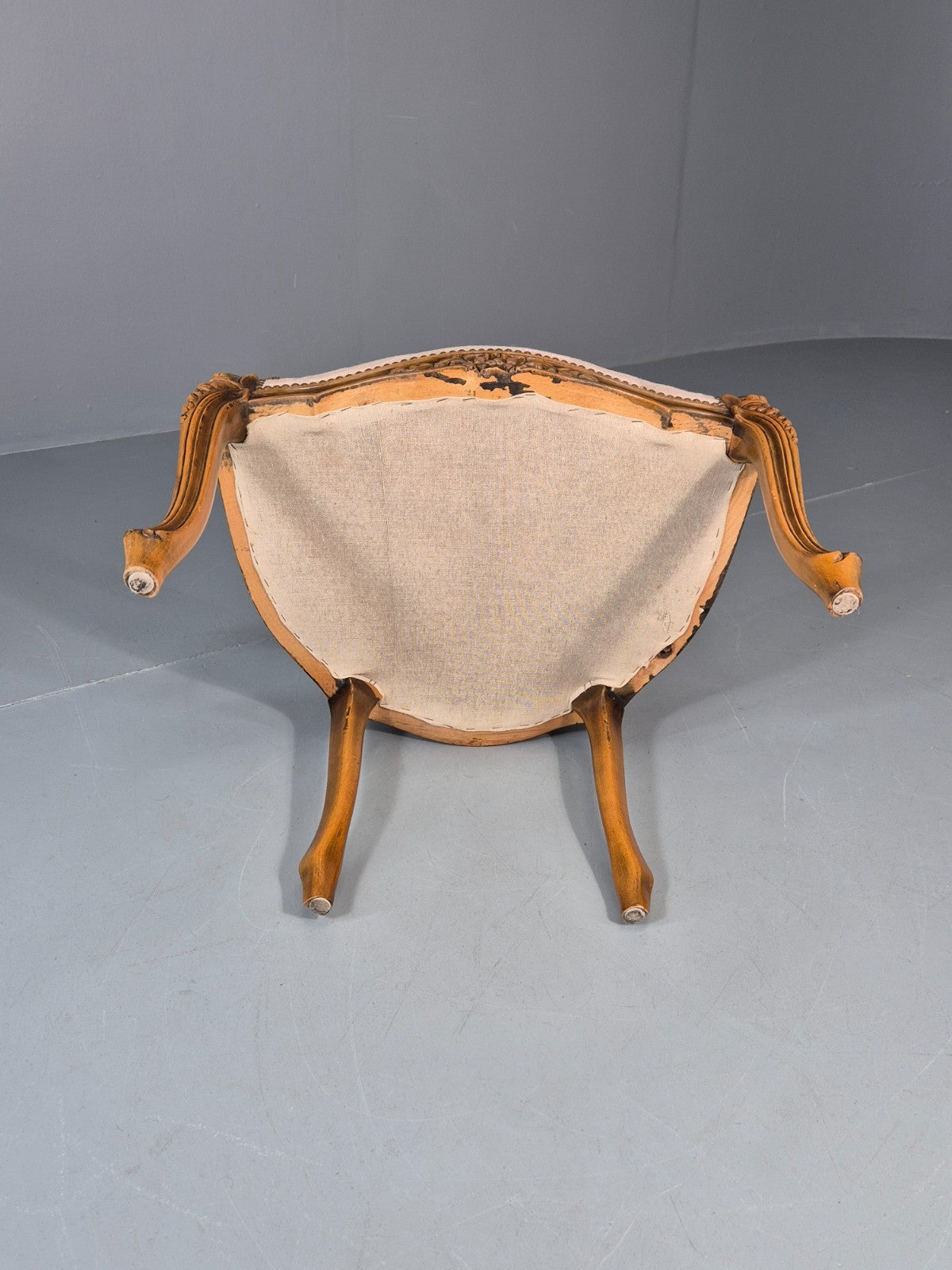 French Rococo Fauteuil Chair Floral Embroidered 1960s Retro EB10777 VDIN14