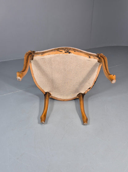 French Rococo Fauteuil Chair Floral Embroidered 1960s Retro EB10777 VDIN14