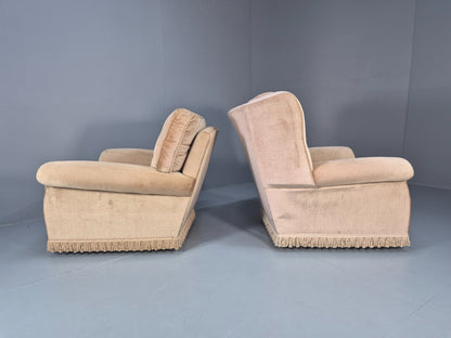 1970s Luxury Lounge Chairs Lowback and Wingback Gold Velour Retro  EB10631 VCLO5