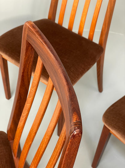 Vintage G Plan Fresco Teak Dining Chairs Six Brown Velour Retro EB9780 MDIN - UKDK FURNITURE