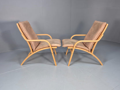 2 Stouby Tan Leather Bentwood Lounge Chairs 1980s Danish Design EB9303 MBEN - UKDK FURNITURE