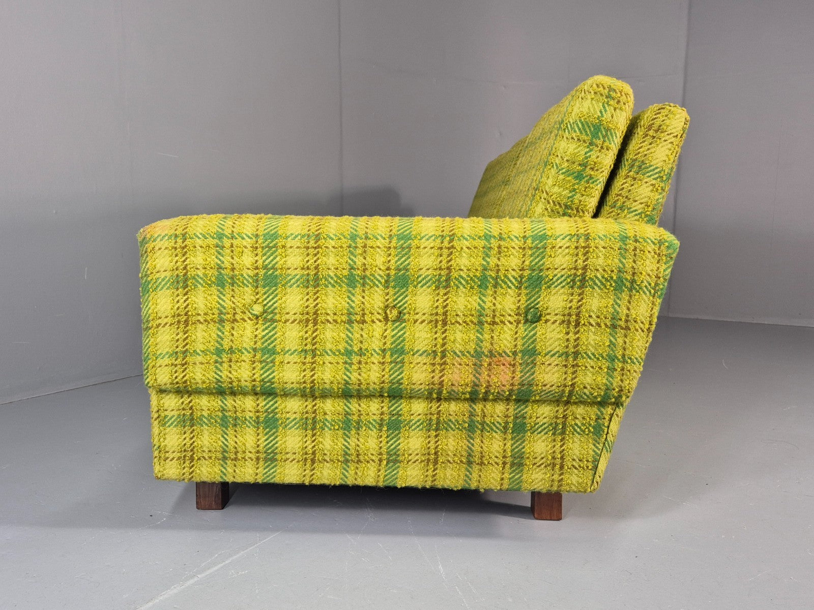 1970s Three Seater Sofa Vintage Danish Green Tones Wool Retro MCM  EB11350 M3SS18