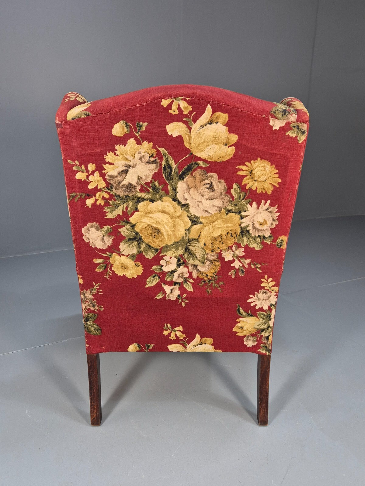 Vintage Danish Lounge Chair Wingback Floral Cotton Print 1950s Retro EB9540 MNOR - UKDK FURNITURE