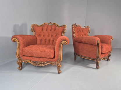 2 Vintage French Rococo Style Lounge Chairs Quality Reproduction  EB11659 VCLO2