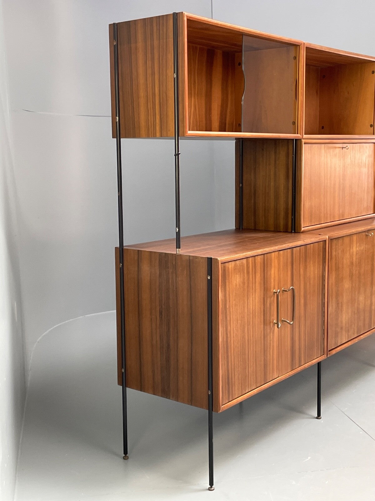 Mid Century Modular Wall Unit By Vanson Walnut 1950s Vintage EB9734 MWOO - UKDK FURNITURE