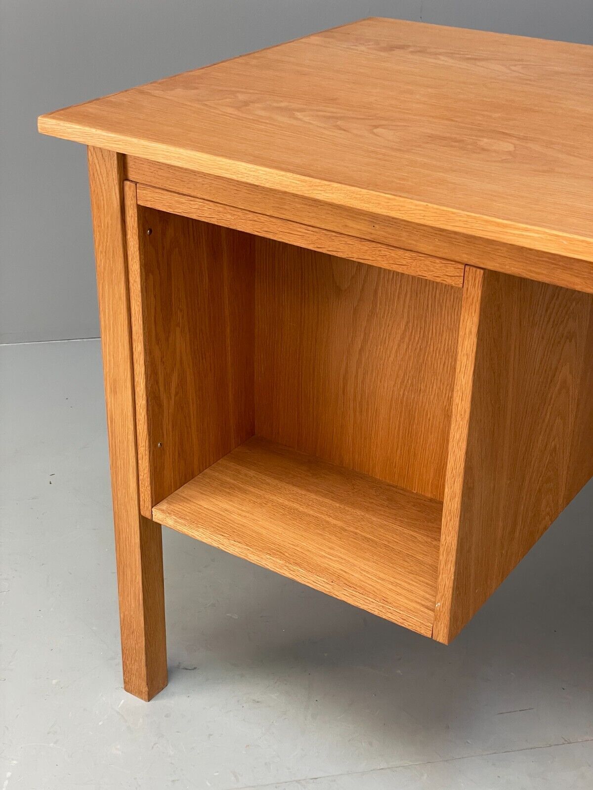 Vintage Danish Oak Desk Teak Handles With Drawers And Storage EB8722 MWOO - UKDK FURNITURE
