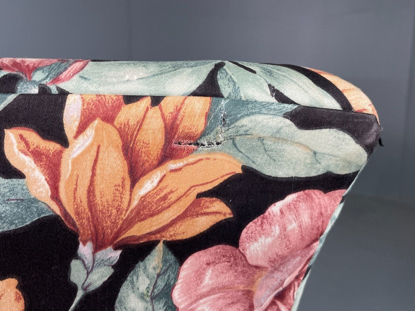 Vintage Danish 2 Seat Sofa Floral Print Oak 1970s Retro Mid Century EB6679 M2SS - UKDK FURNITURE
