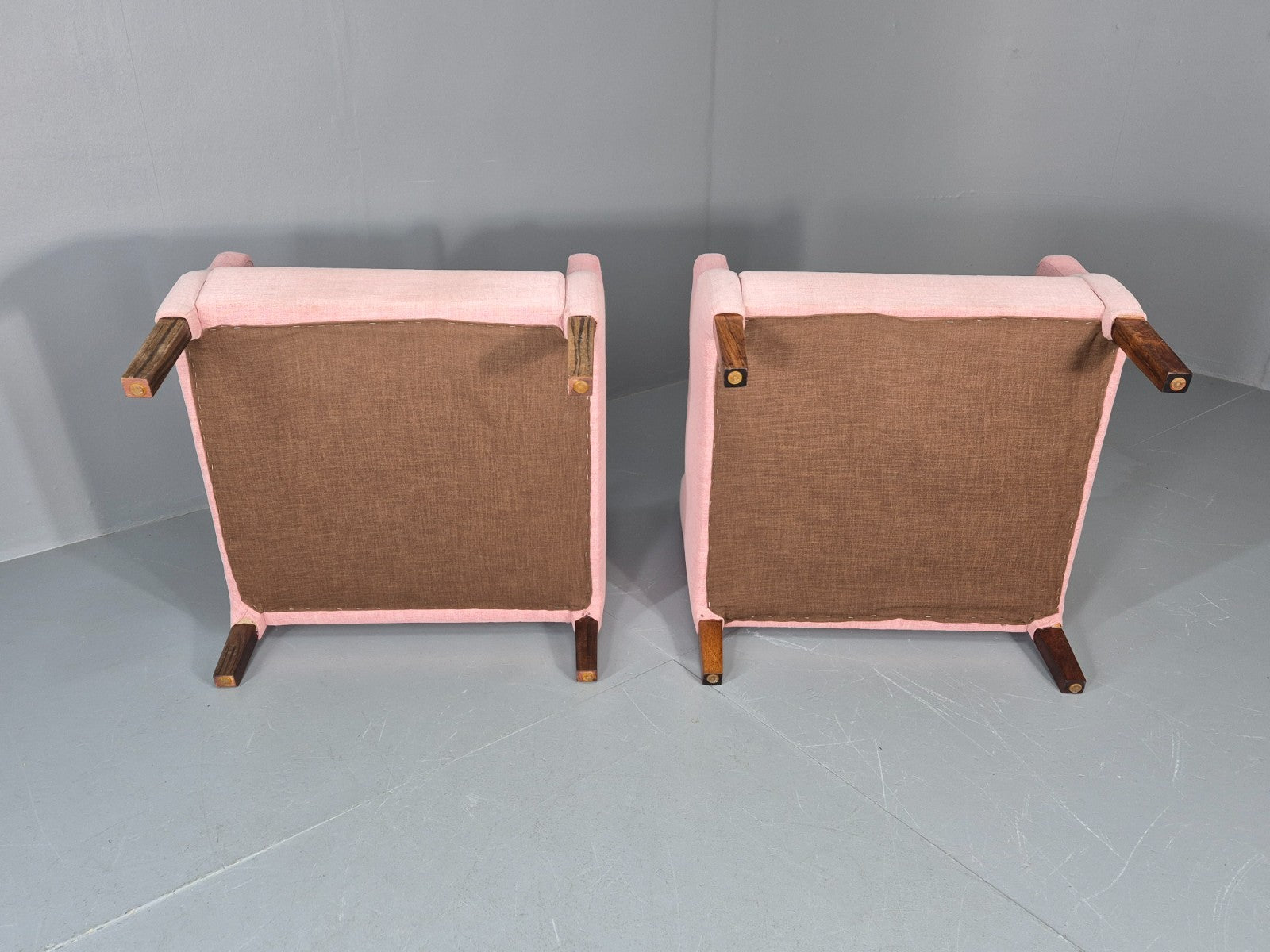 2 Midcentury Lounge Chairs 1960s Vintage Danish Pink Cotton EB11217 MNOR7