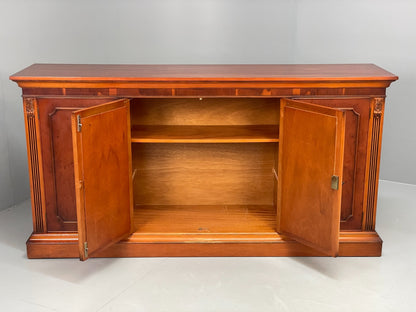 Vintage Regency Style Sideboard 1960s Cherry Wood Shelving Brass EB11505 MWOO2