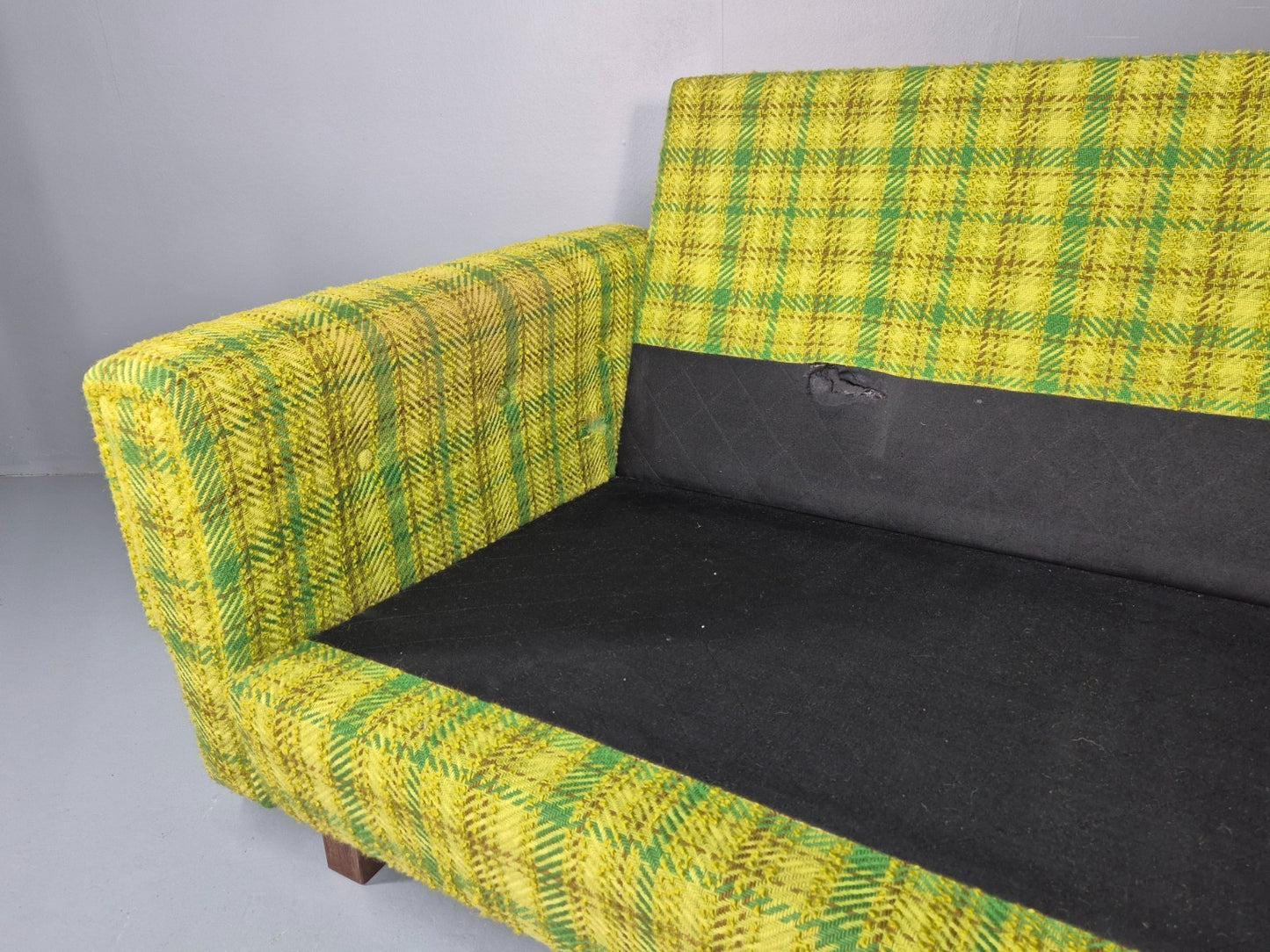 1970s Three Seater Sofa Vintage Danish Green Tones Wool Retro MCM  EB11350 M3SS8