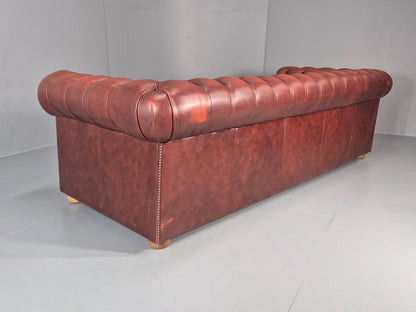 3 Seater Chesterfield Sofa Red Leather Studded Vintage EB11022 VCHE18