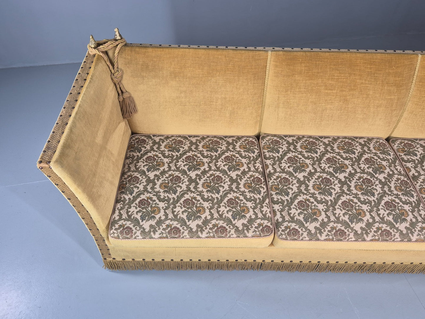 Three Seater Knole Sofa Vintage Danish 1960s Gold Velour Retro EB11432 V3SS1