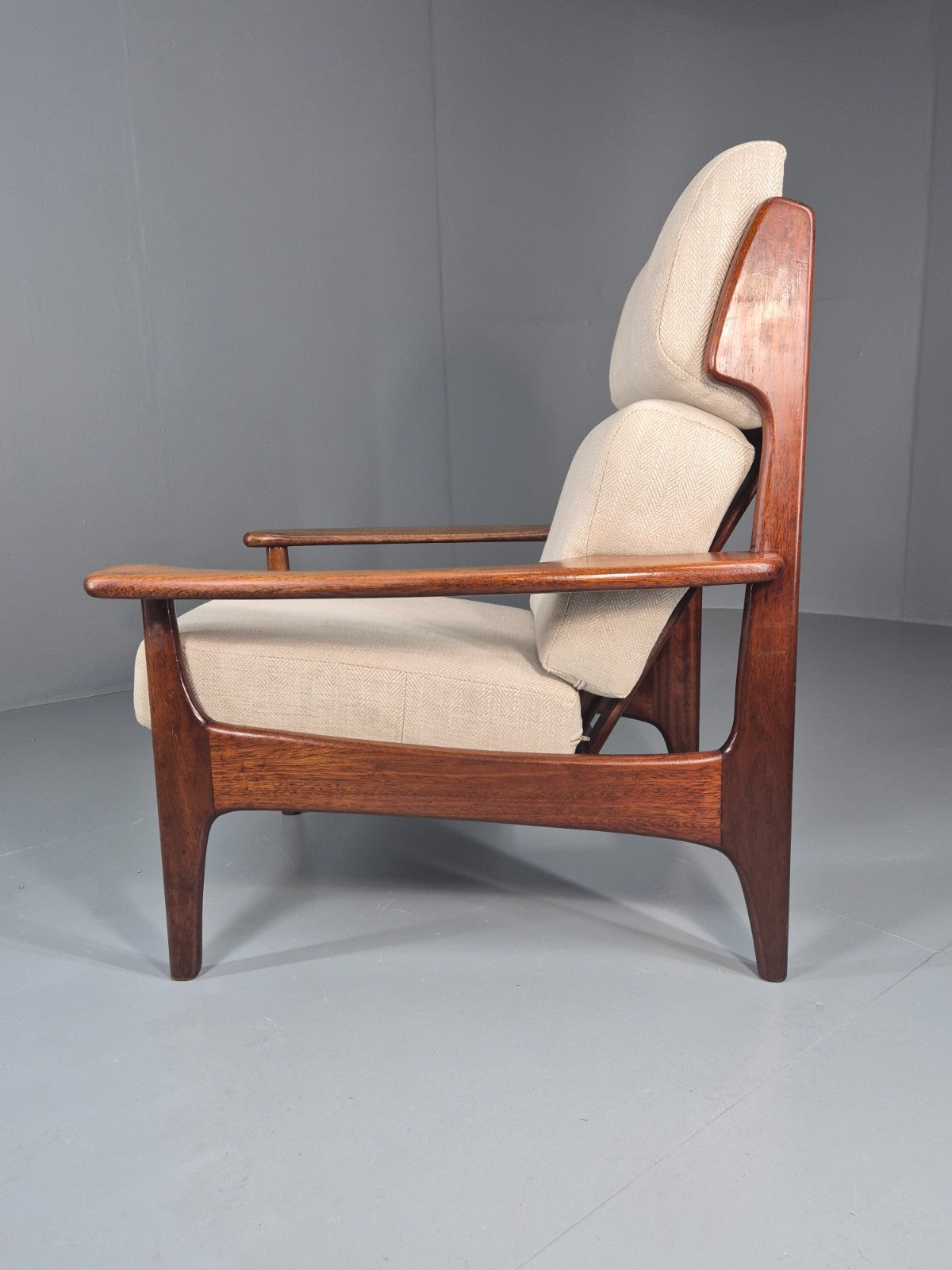Vintage Mid Century Teak Lounge Chair Danish 1970s New Upholstery EB11138 MNOR15