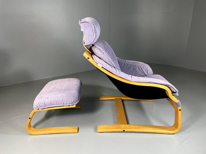 Danish Cantilever Lounge Chair Bentwood Purple Footstool Vintage  EB5768 MBEN2