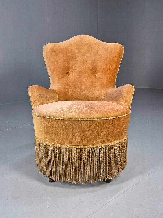 Vintage Danish Lounge Chair Gold Velour 1930s Boudoir Suite EB8978 VCLO - UKDK FURNITURE