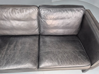 Vintage Danish 3 Seater Black Leather Sofa 1970s Retro Mid Century EB11923 M3SS5